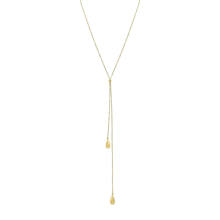 Elements Gold Organic Teardrop Lariat Necklace