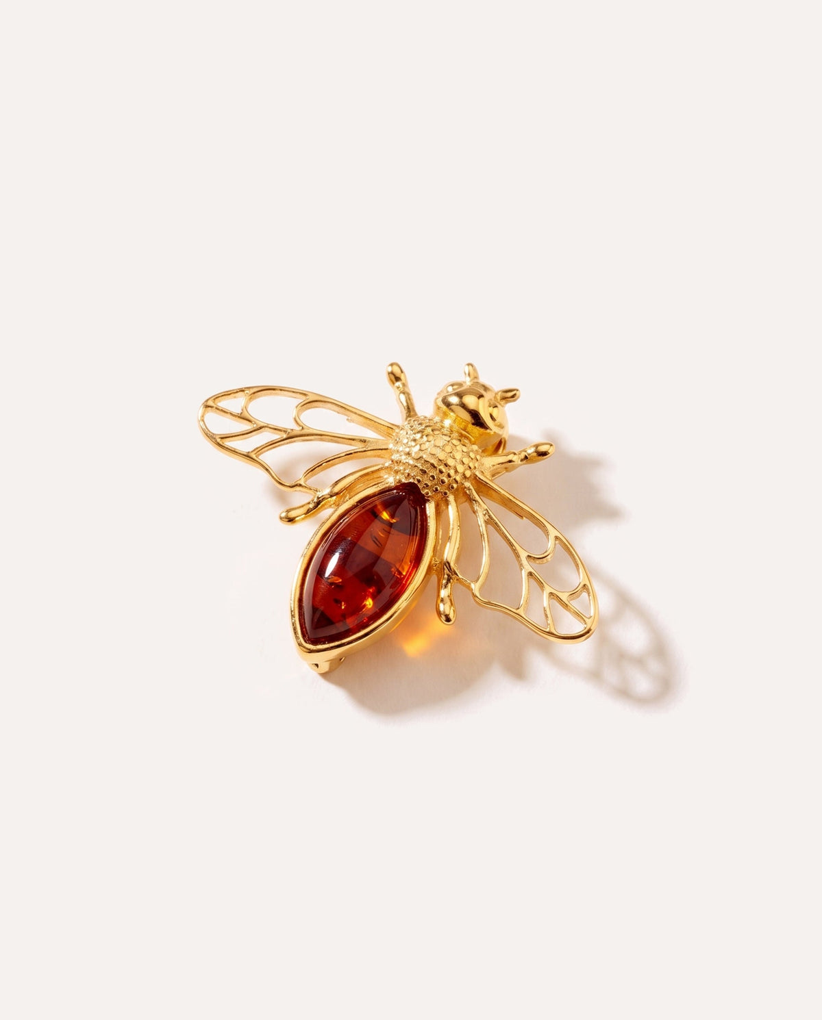 Gold Amber Bee Brooch