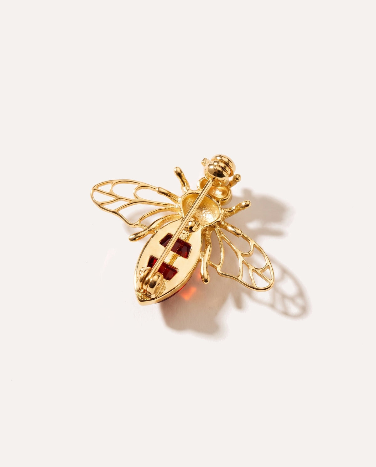 Gold Amber Bee Brooch