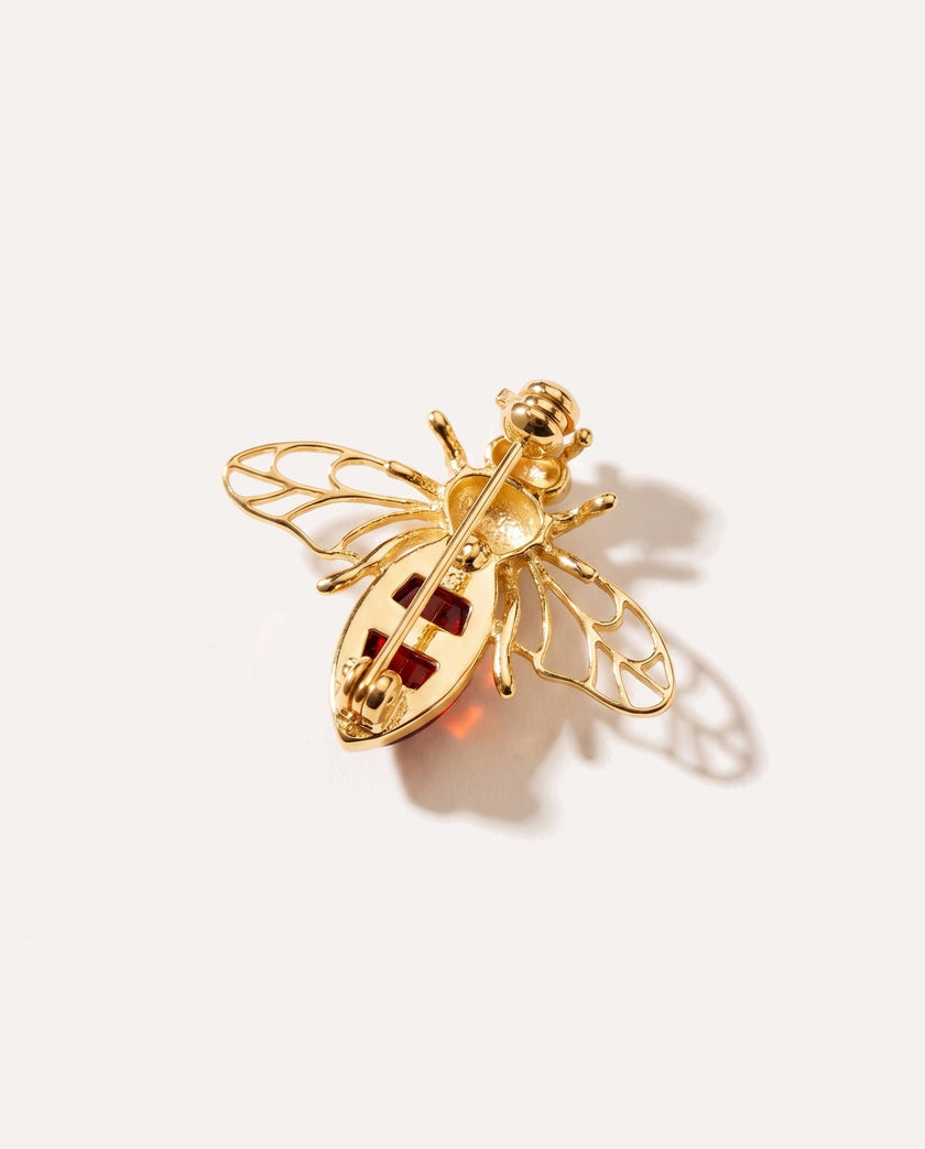 Gold Amber Bee Brooch