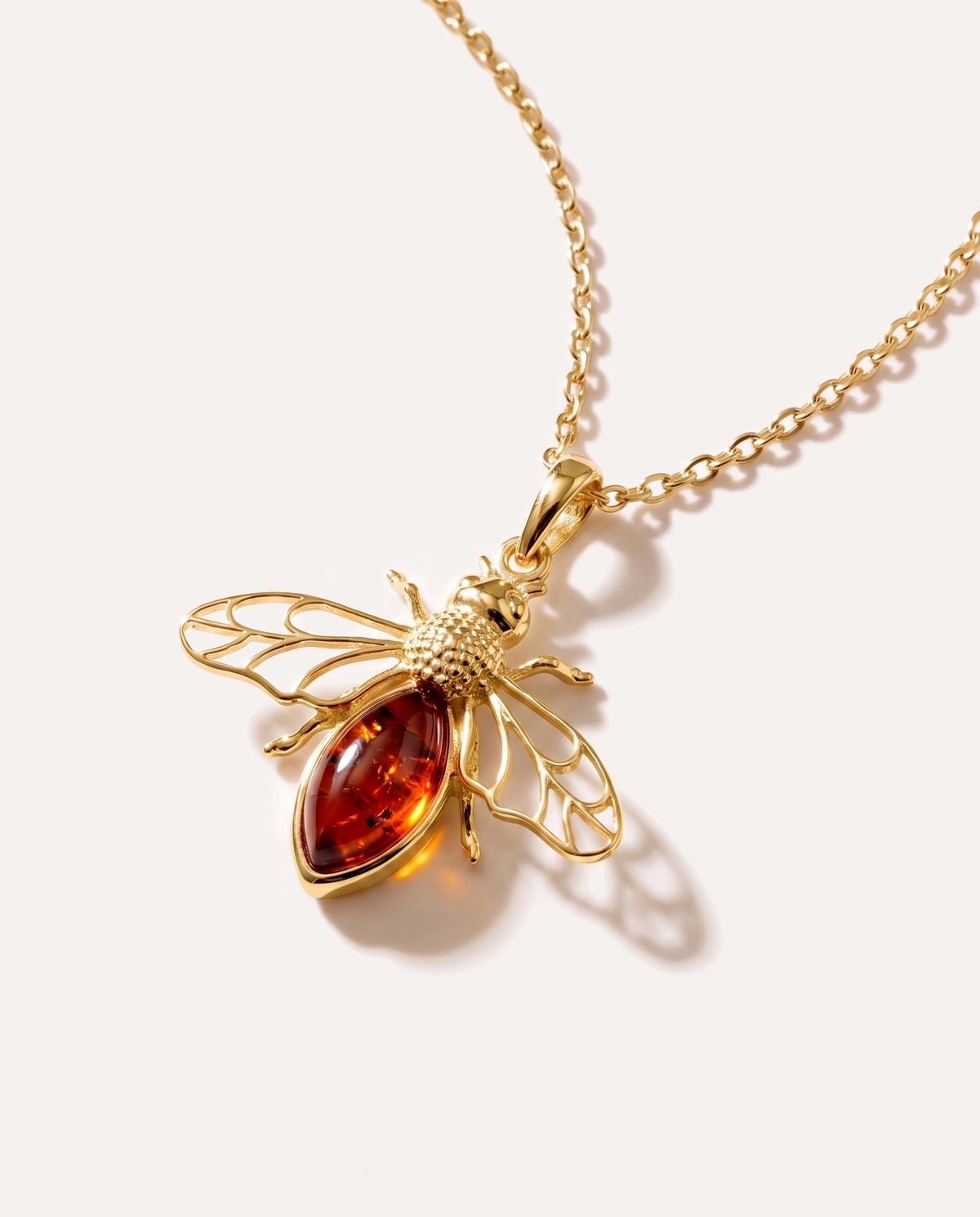 Gold Amber Bee Necklace