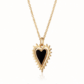 Gold Black Heart Charm Necklace