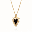 Gold Black Heart Charm Necklace
