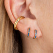 Huggie Earrings with Blue Stones