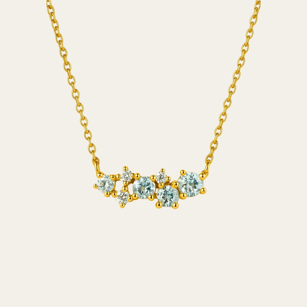 Gold Cluster Gemstone Necklace - Elara