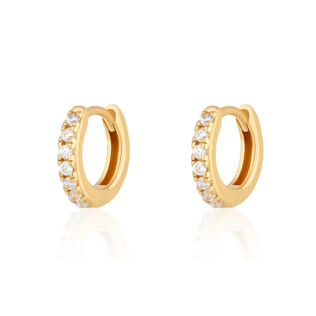 Pendientes Huggie con Piedras Transparentes