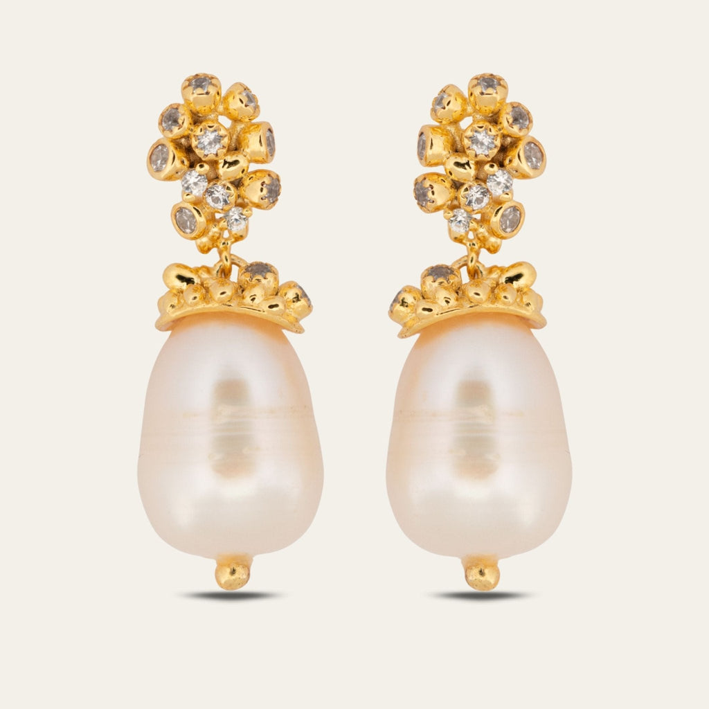 Gold Baroque Pearl Earrings - Lyra