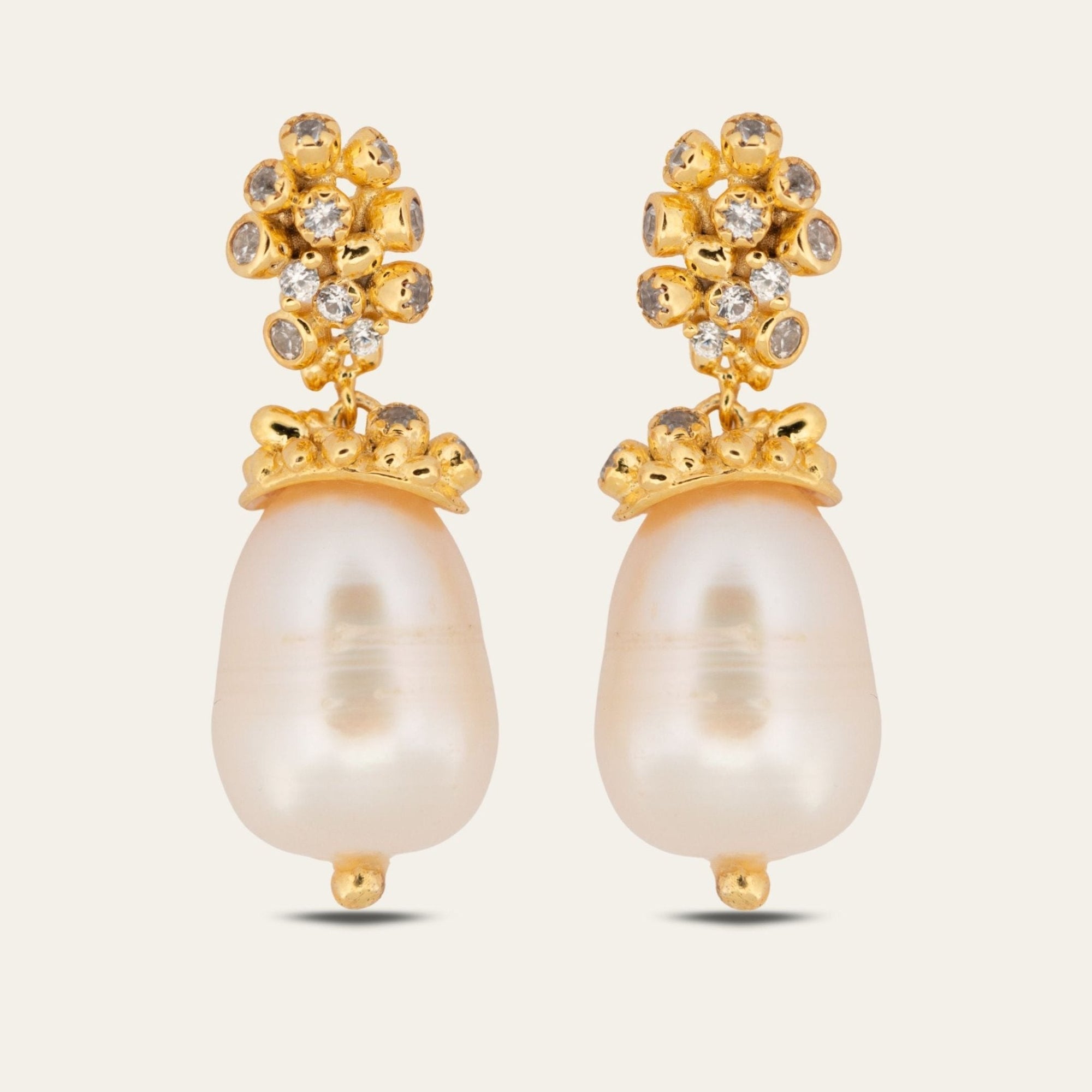 Gold Baroque Pearl Earrings - Lyra