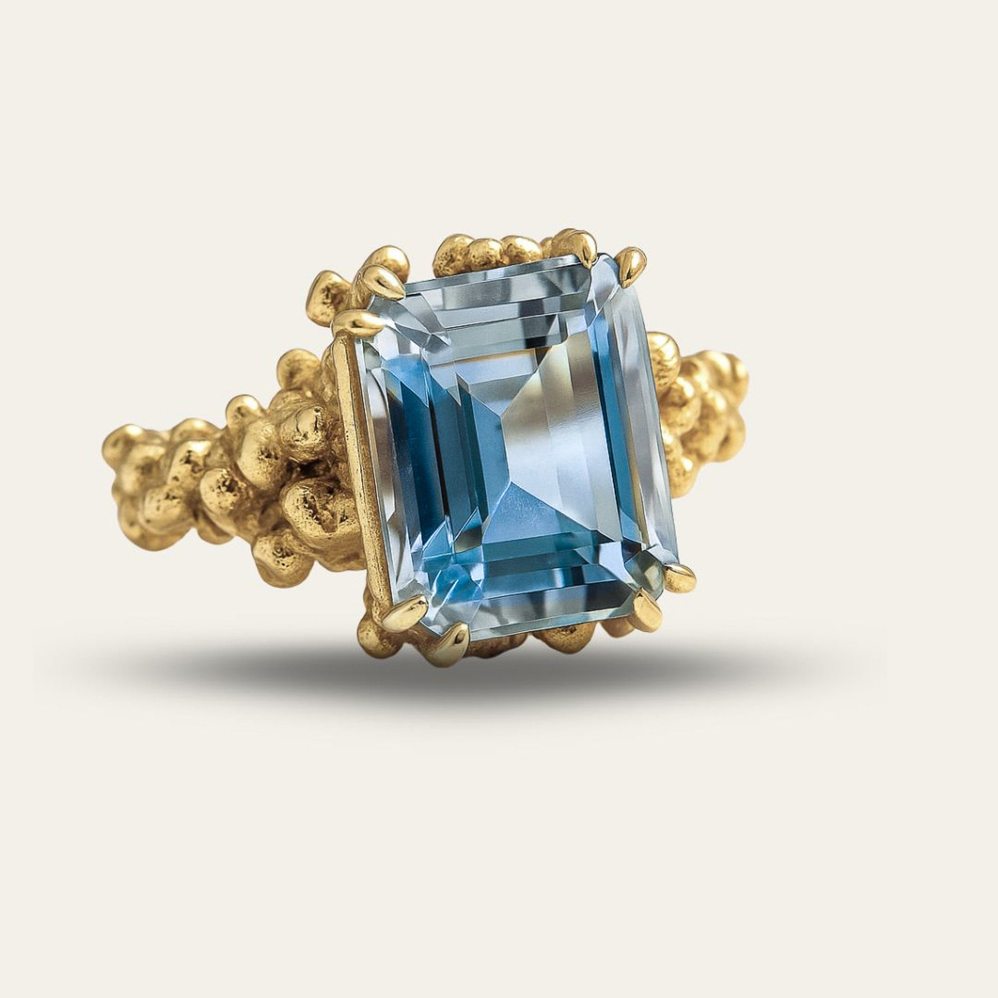 Gold Sky Blue Topaz Ring - Aurelia