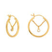Gold White Gem Chain Hoop Earrings