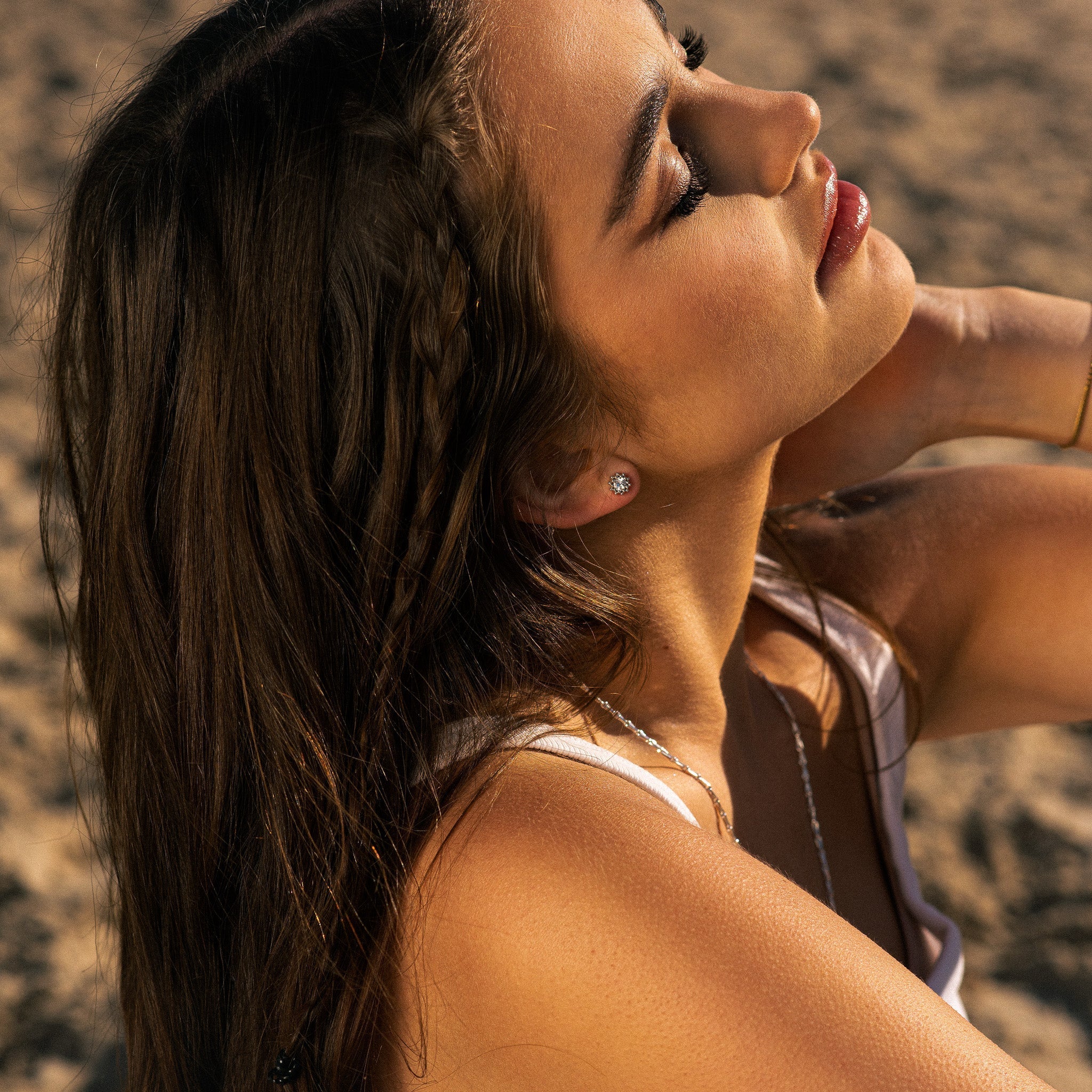 Gold White Topaz Seren Studs