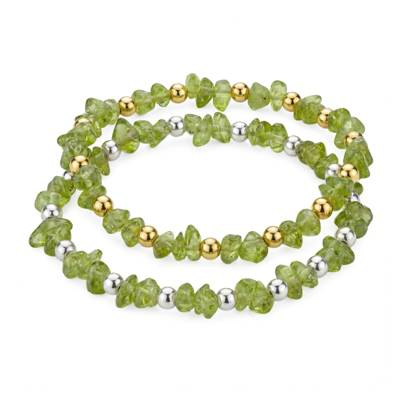 Peridot Kristallperlen Armband | August Geburtsstein Stapelarmband