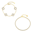 Gold clover bracelet set