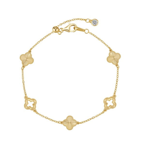 Gold Mixed Clover Bracelet