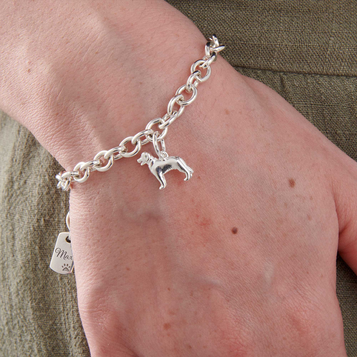 Golden Retriever Silber Hund Charme Armband