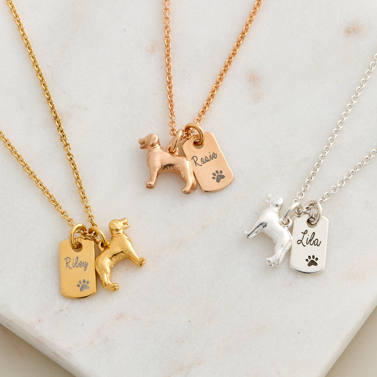 Golden Retriever Personalised Silver Dog Tag Necklace