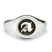 Gothic Initial Round Silver Signet Ring