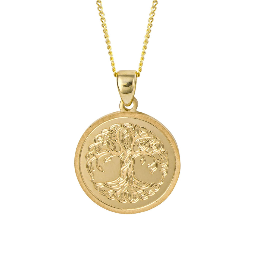 Elements Gold Engraved Tree of Life Pendant