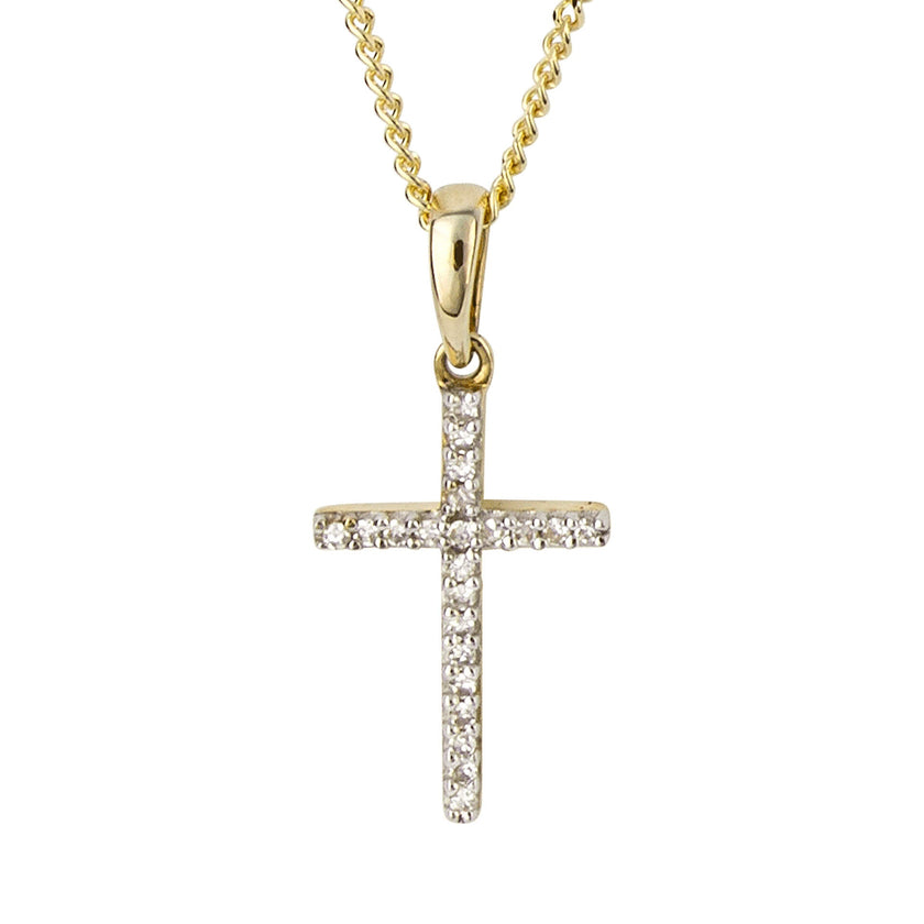 Elements Gold Cross Pendant with Diamond