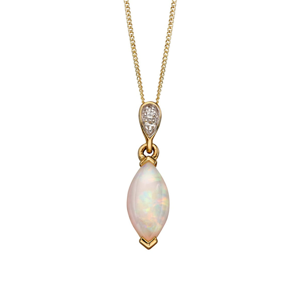 Elements Gold Opal-Tropfenanhänger mit Diamant-Öse