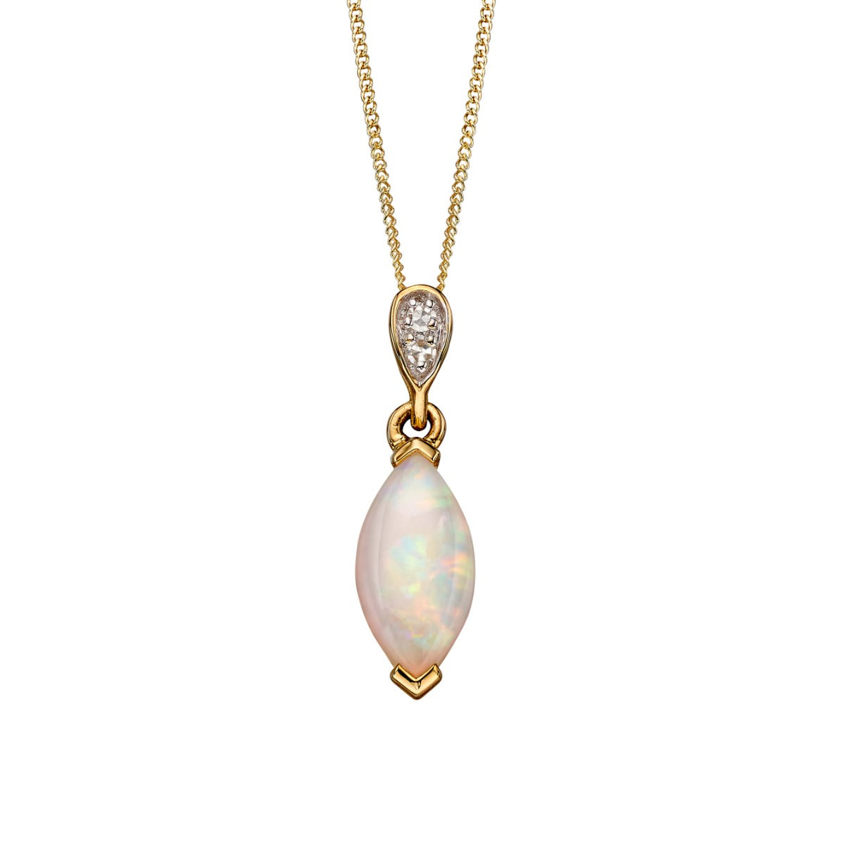 Elements Gold Opal-Tropfenanhänger mit Diamant-Öse