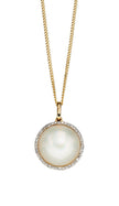 Elements Gold Mabe Pearl and Diamond Pendant