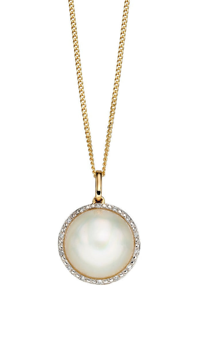 Elements Gold Mabe Pearl and Diamond Pendant