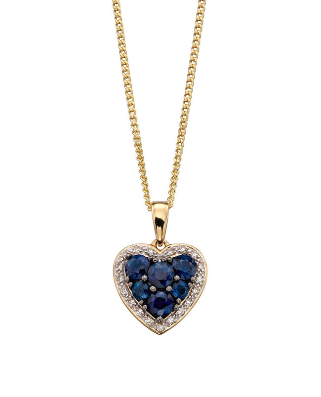 Elements Gold Heart Pendant with Precious Stones and Diamond Surround