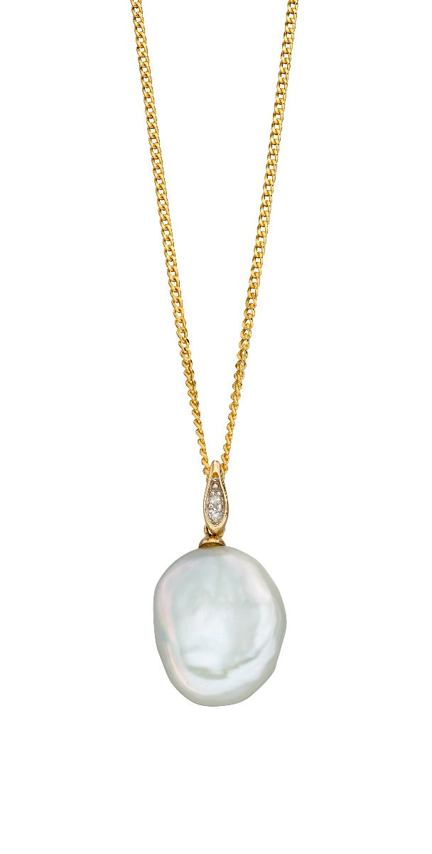 Elements Gold Keshi-Perlenanhänger mit Diamant-Öse