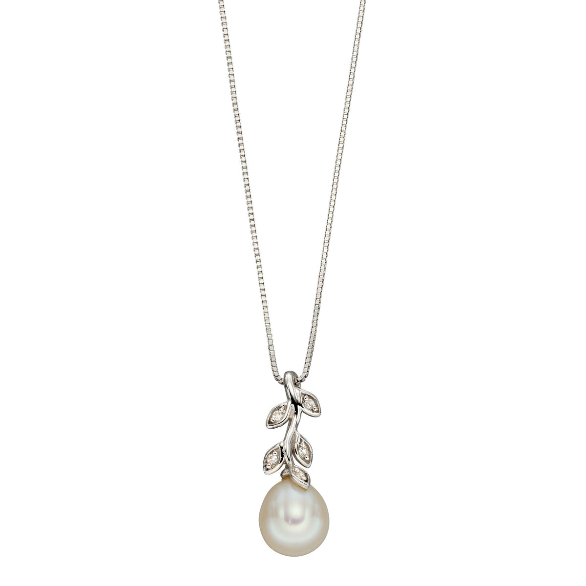 Elements Gold Pearl and Diamond Vine Pendant