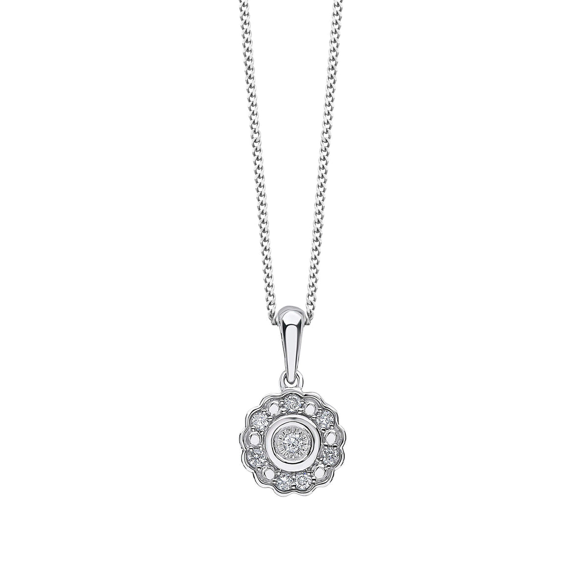 Elements Gold Bezel Set Diamond Cluster Pendant