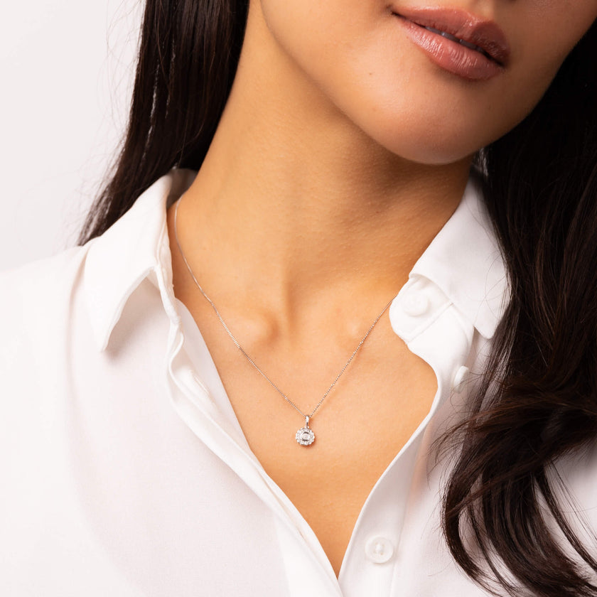 Elements Gold Bezel Set Diamond Cluster Pendant
