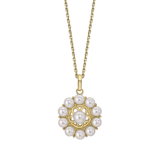 Elements Gold Floral Freshwater Pearl Pendant
