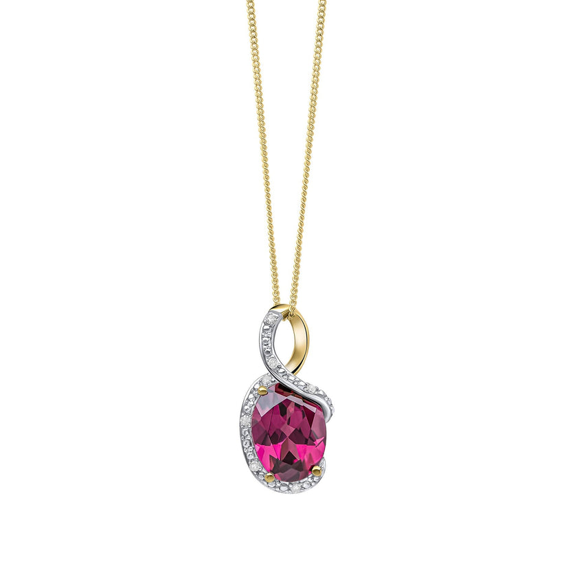Elements Gold Elegant Twist Garnet Pendant