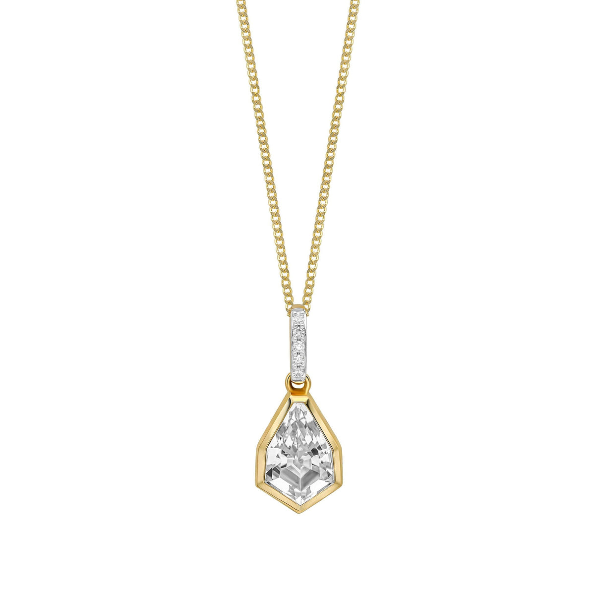 Elements Gold Shield Cut Topaz Pendant