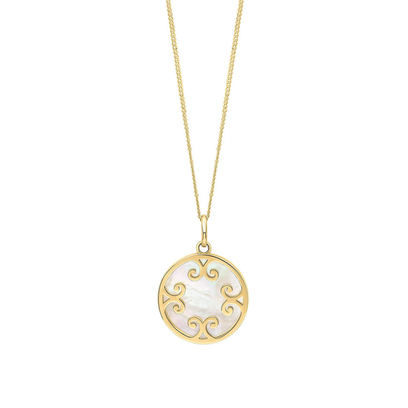 Elements Gold Mother Of Pearl Inlay Swirl Pendant