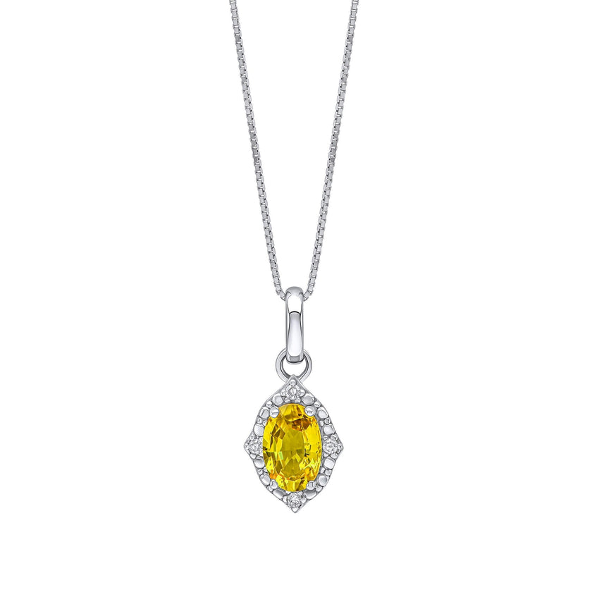 Elements Gold Oval Sapphire and Diamond Pendant