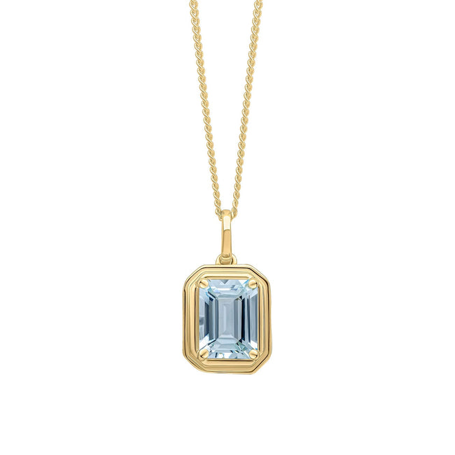 Elements Gold Elongated Octagon Aquamarine Pendant