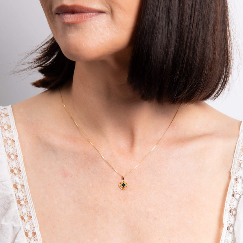 Elements Gold Ornate Sapphire Pendant