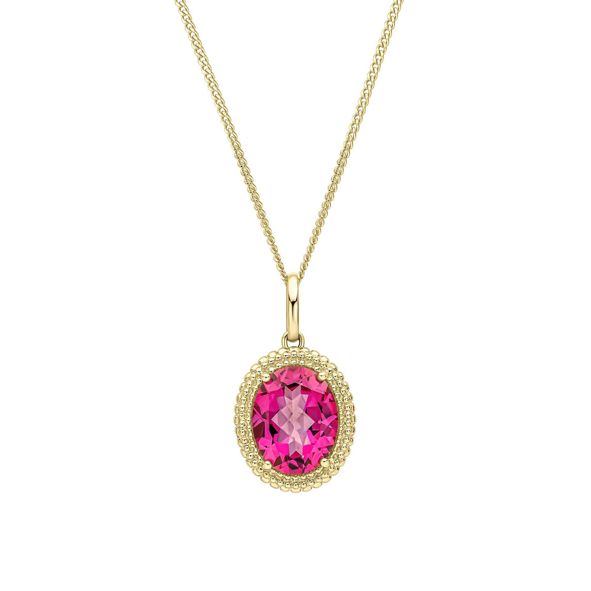 Elements Gold Oval Cut Pink Topaz Pendant