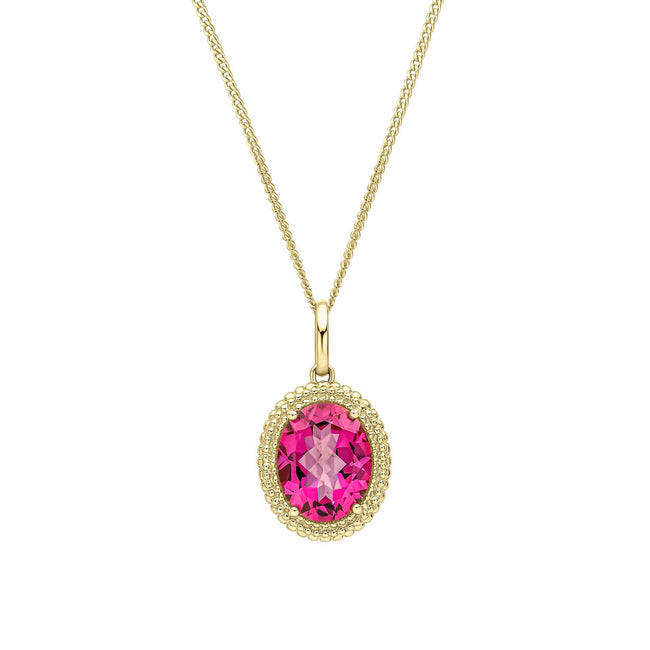 Elements Gold Oval Cut Pink Topaz Pendant