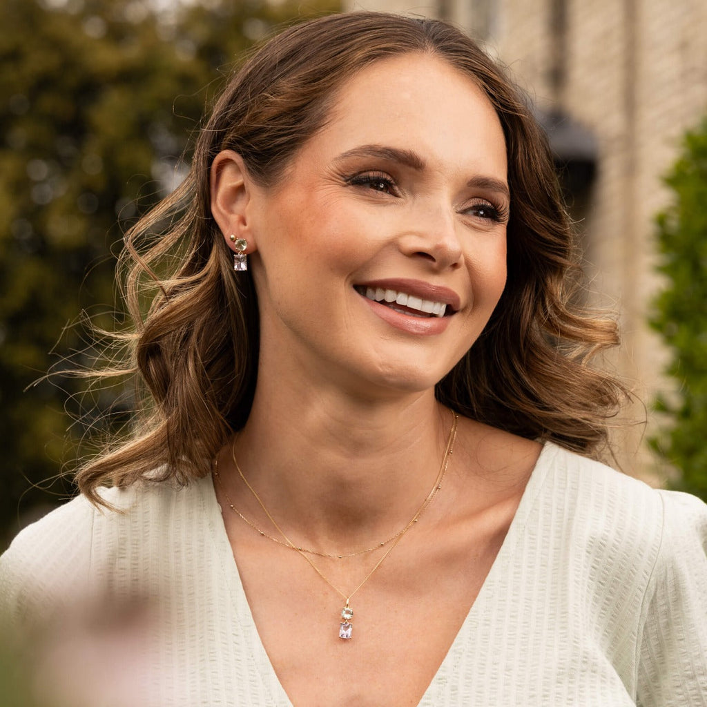 Elements Gold Toi et Moi Quartz and Amethyst Pendant