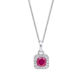 Elements Gold Anhänger aus Rotgold mit kissenförmigem Rubin und Diamant-Halo