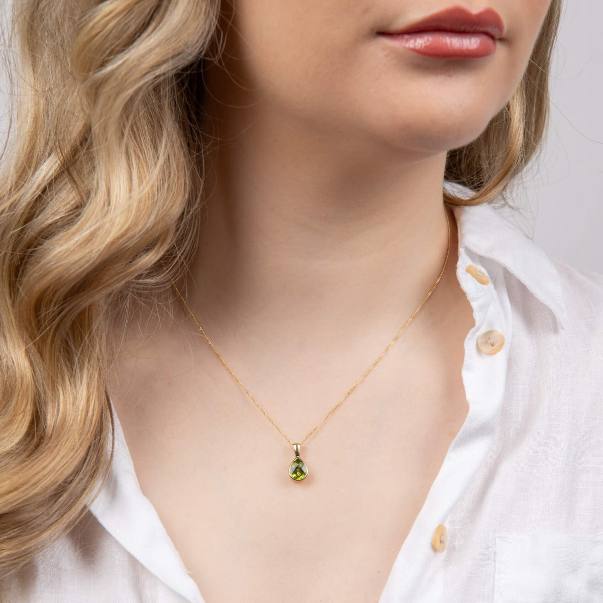Elements Gold Peridot Teardrop Pendant