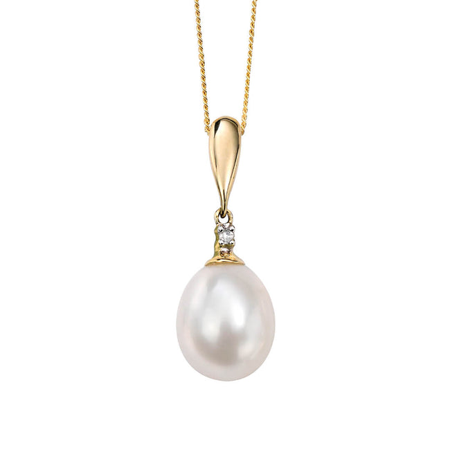 Colgante Elements Gold con Perla Cultivada y Diamantes