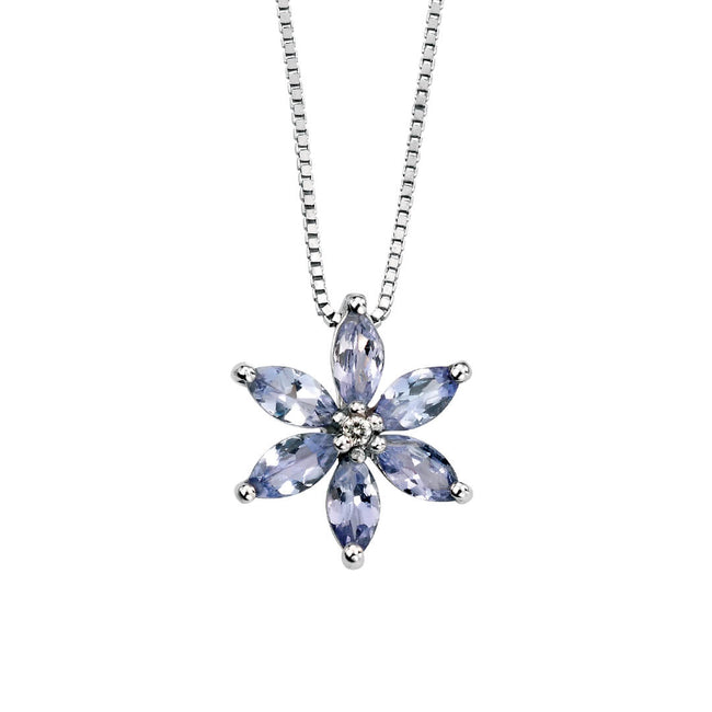 Elements Gold Tanzanite Flower Pendant with Diamond
