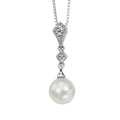 Elements Gold Freshwater Pearl and Diamond Drop Pendant