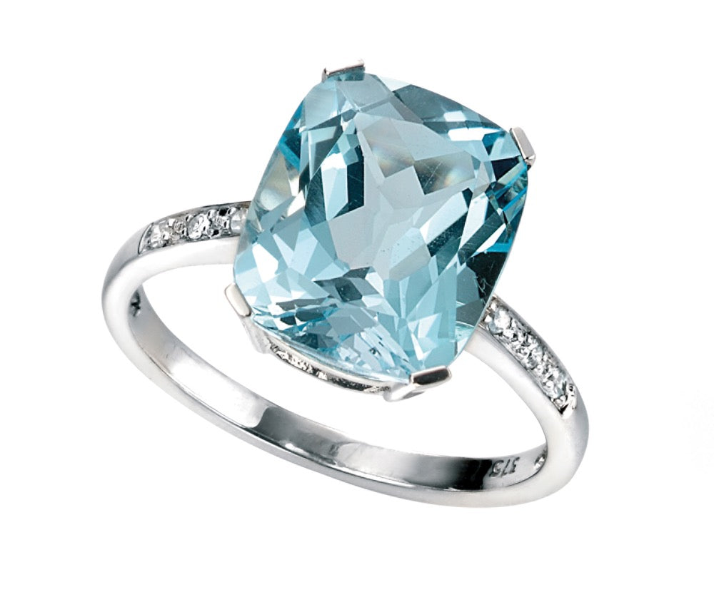 Elements Gold Statement-Ring mit Halbedelstein und Diamantbesatz an den Seiten
