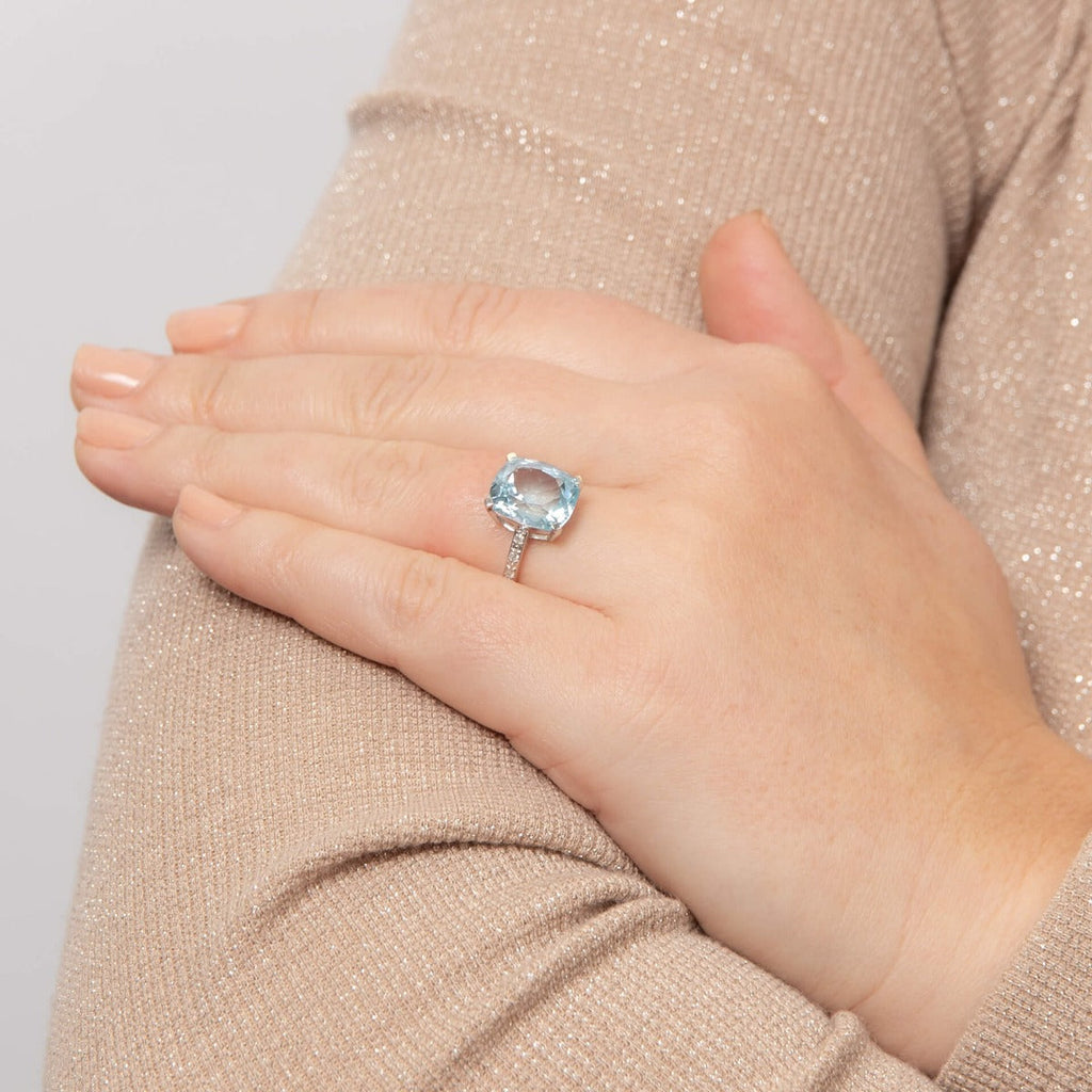 Elements Gold Statement-Ring mit Halbedelstein und Diamantbesatz an den Seiten