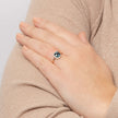 Elements Gold Checkerboard London Blue Topaz Ring with Diamond Surround